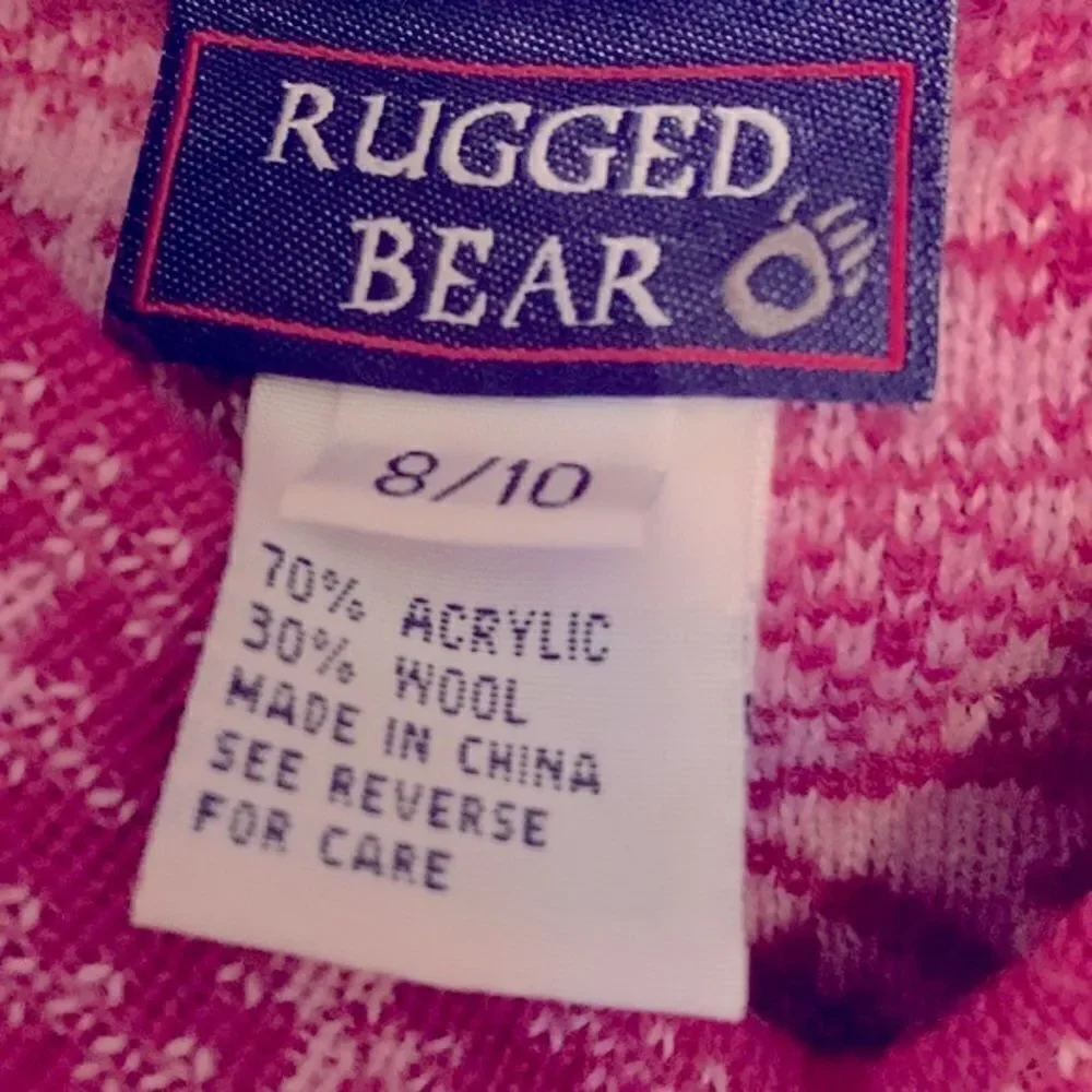 Rugged Bear Girls Sweater Pink Nordic Wool Blend - Size 10 - Picture 5 of 7